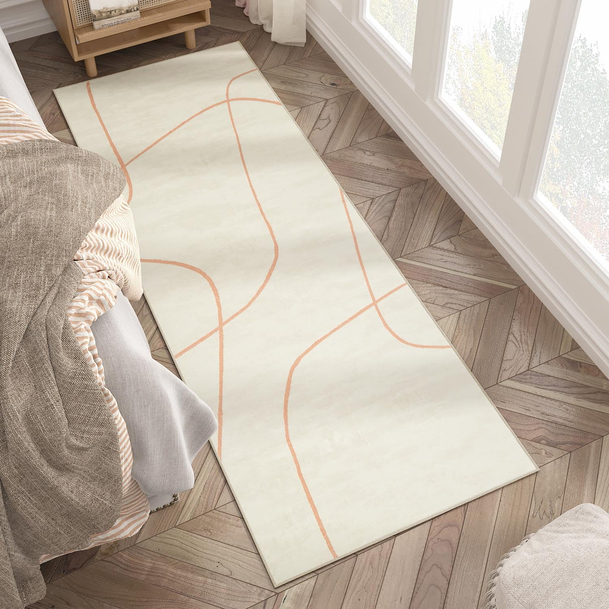 jinchan Runner Rug 2x8 Washable Rug Area Rug Hallway Melon Abstract Rug Aesthetic Minimalist Rug Indoor Floor Cover Carpet Accen