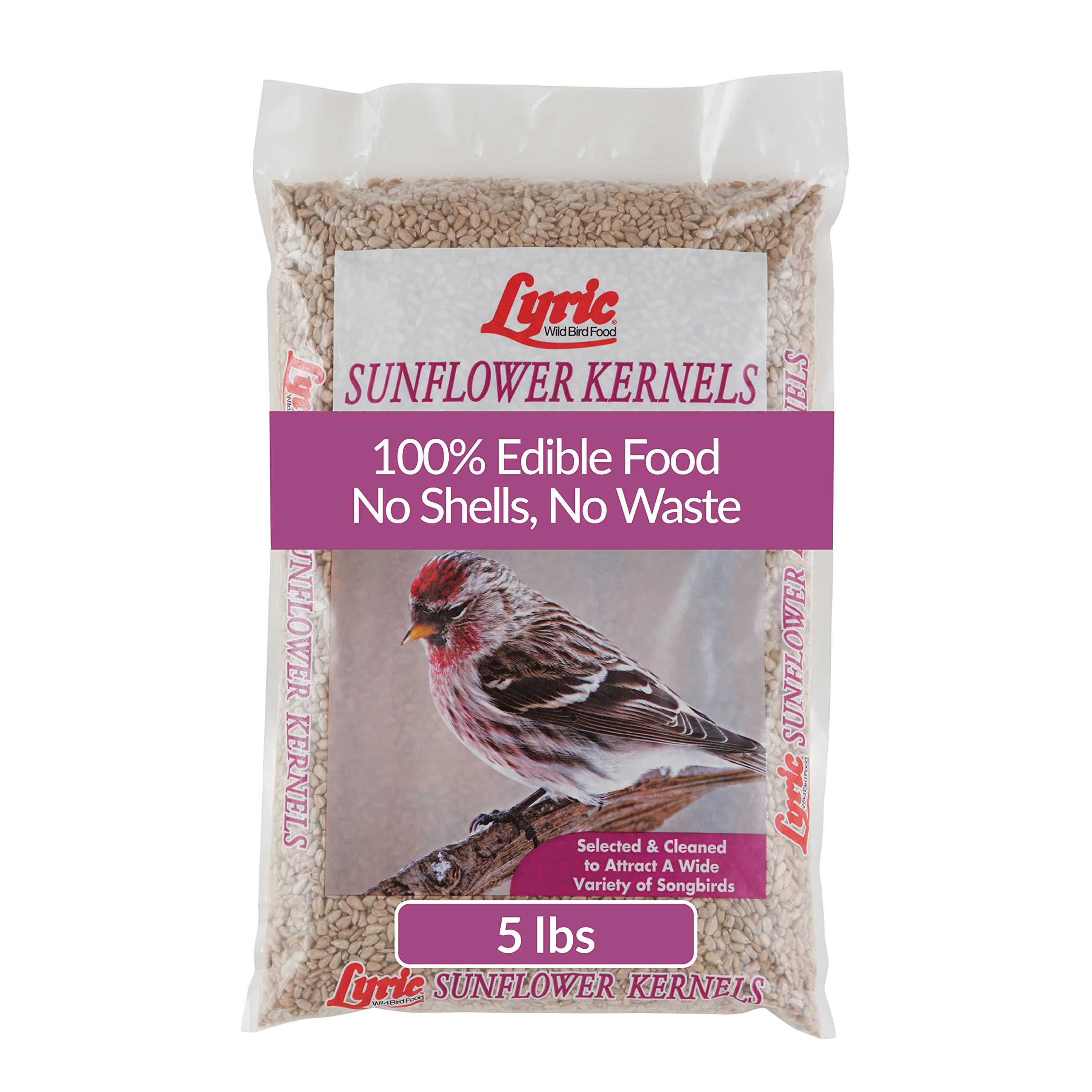 Lyric Sunflower Kernels Wild Bird Seed No Waste Bird Food Attracts Finches & More 5 Lb. Bag