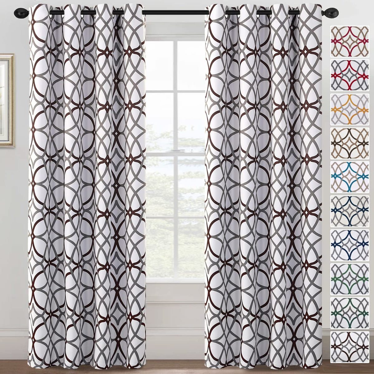 H.Versailtex Blackout Curtains 84 Inch Length 2 Panels Set Thermal Curtains & Drapes Window Treatment Noise Reducing Geometric M