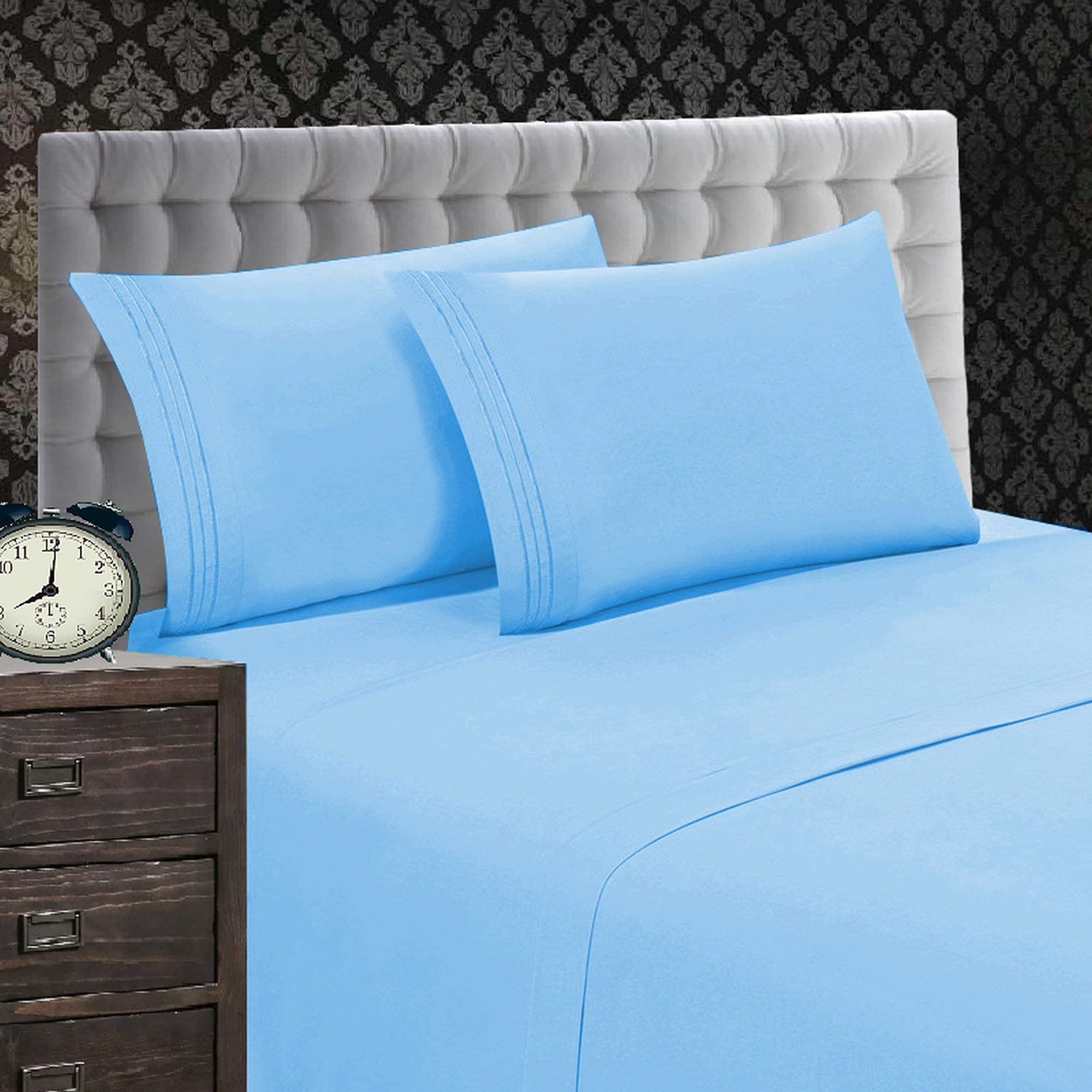 Elegant Comfort 1500 Premier Wrinkle & Fade Resistant 4 Pc Sheet Set, Deep Pocket Up To 18' And Colors, King Aqua