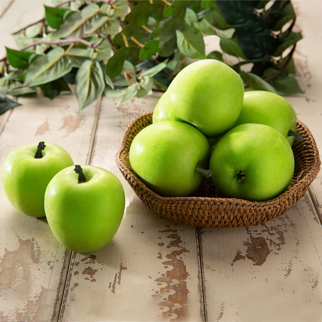 Cllayees Fake Fruit Artificial Apples, Set Of 12 Decorative Fruit Lifelike Faux Apples Realistic Fruits Apple Decorations For Ki