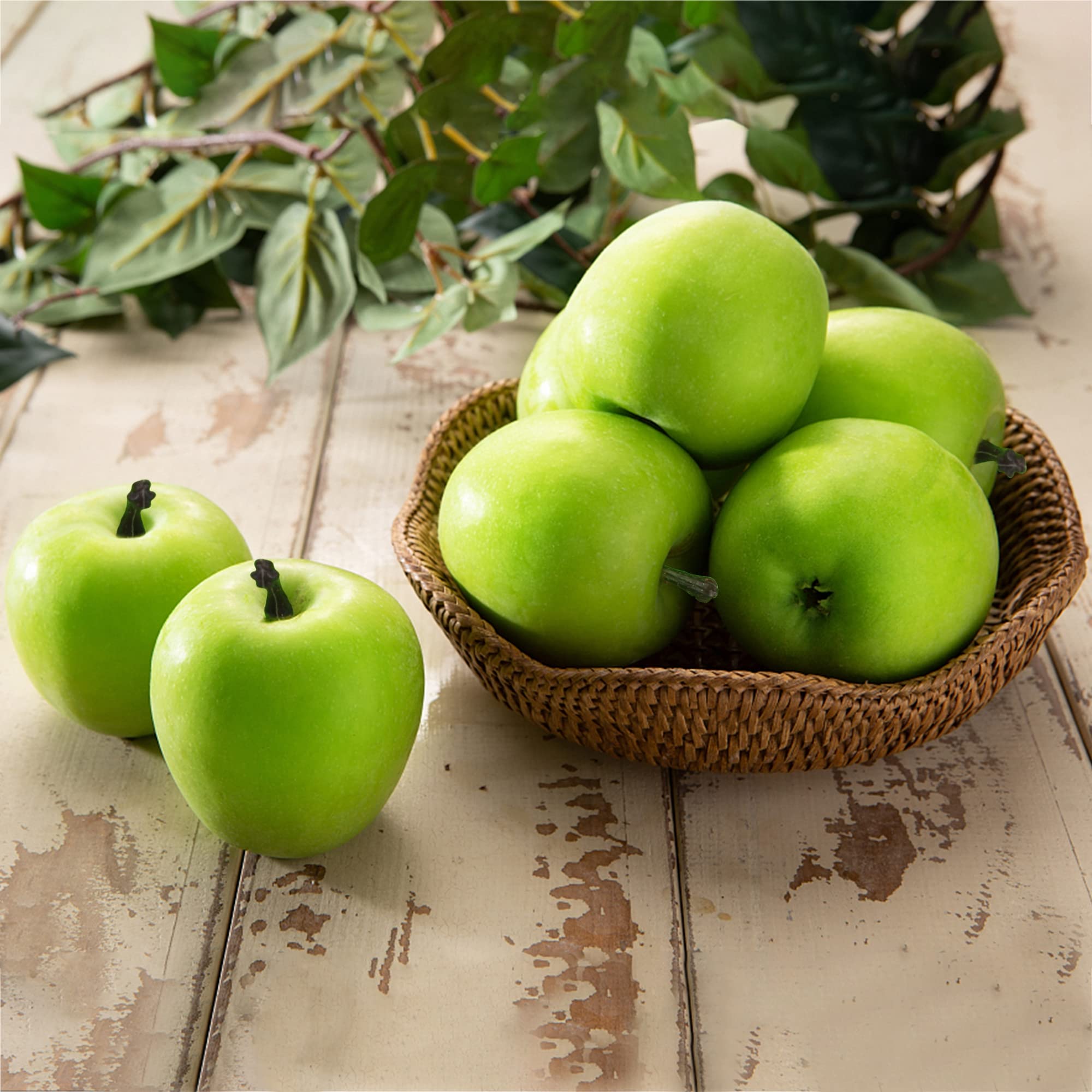 Cllayees Fake Fruit Artificial Apples, Set Of 12 Decorative Fruit Lifelike Faux Apples Realistic Fruits Apple Decorations For Ki
