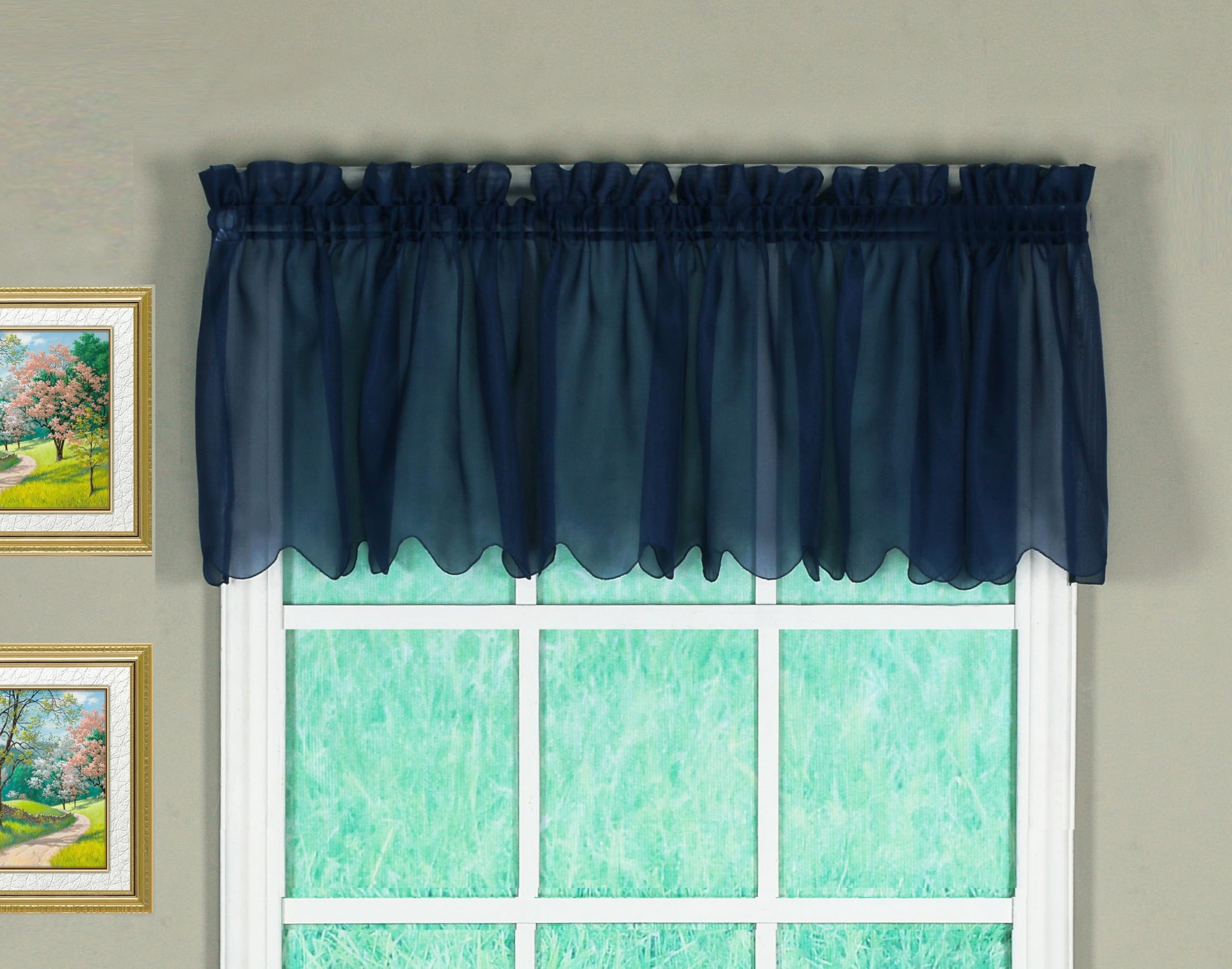Today'S Curtain Emelia Original Voile Valance 14', Navy, 60' W X 14' L