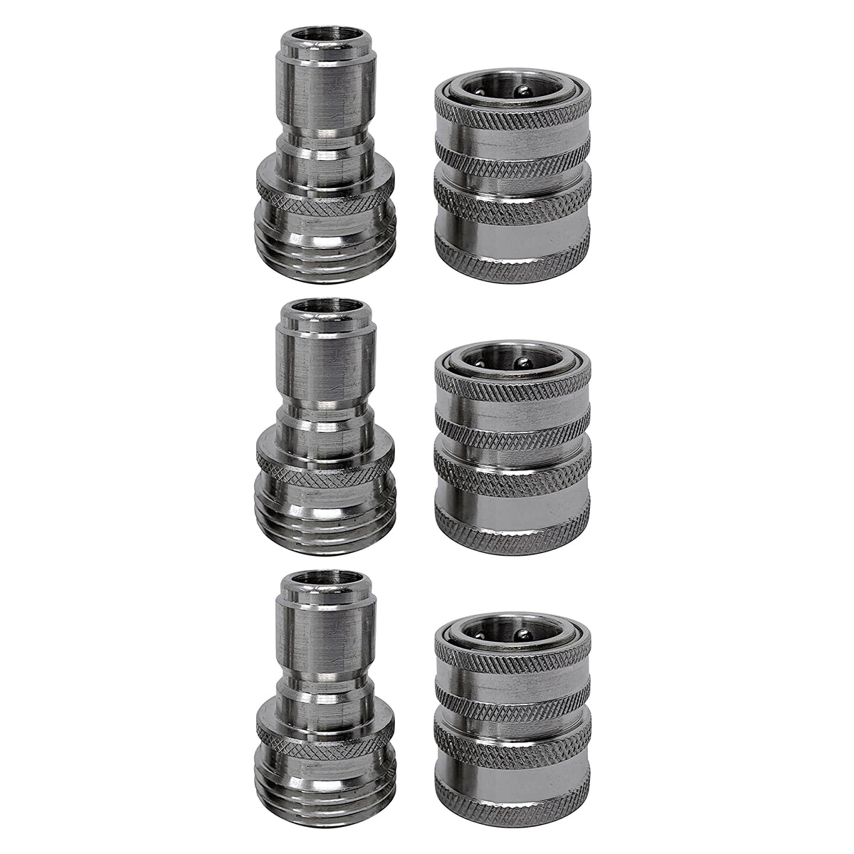 Mtm Hydro Garden Hose Adapter 6 Piece 3/4 Quick Connect Fittings Kit, Stainless Steel High Pressure Couplings And Connectors For