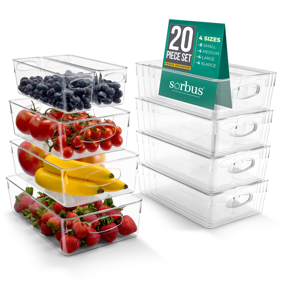 Sorbus Fridge Organizers and Storage, Clear Bins (20 Pack)