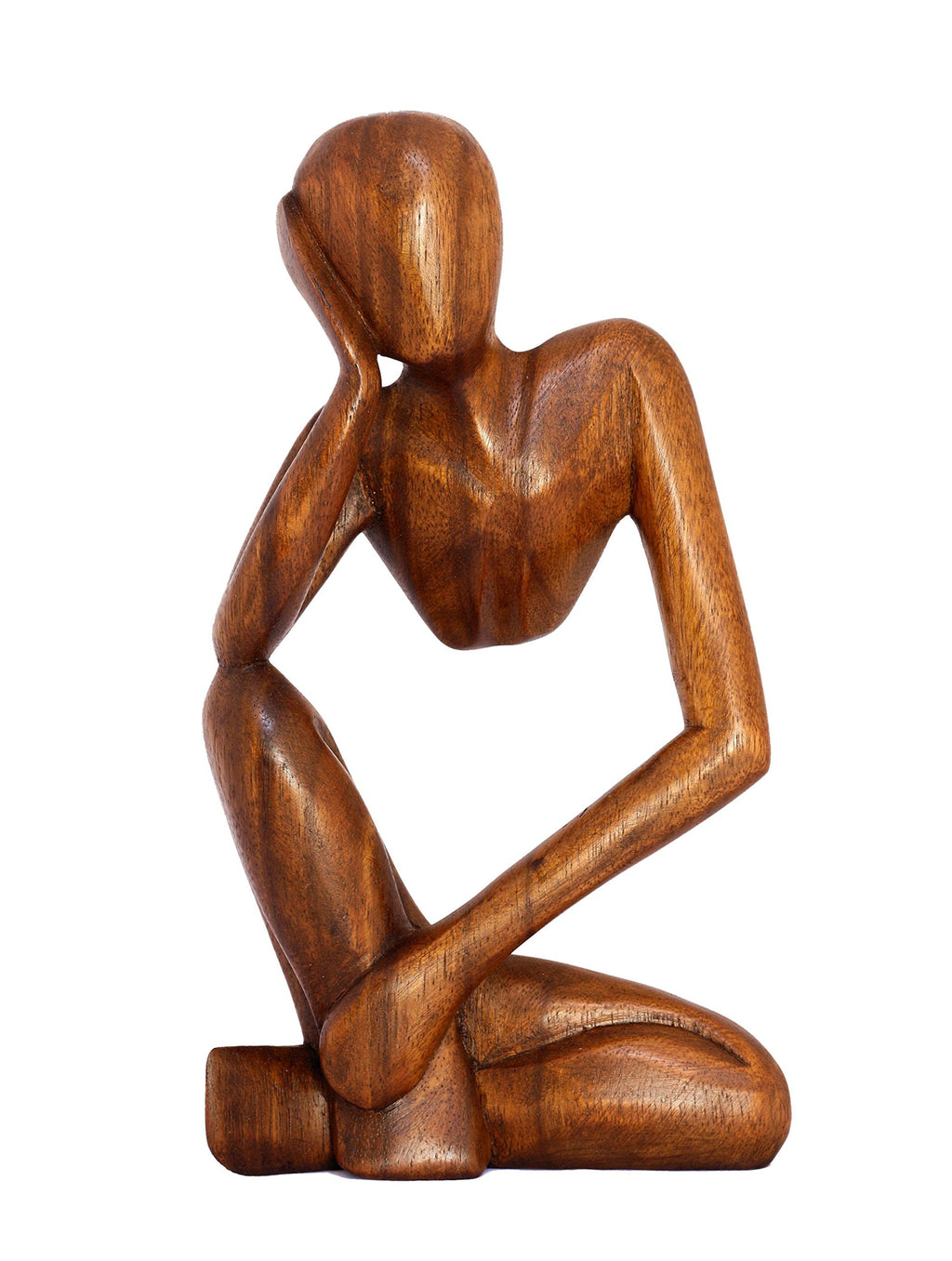 G6 Collection 12' Wooden Handmade Abstract Sculpture Thinker Statue Handcrafted - Thinking Man - Gift Art Modern Decorative Uni