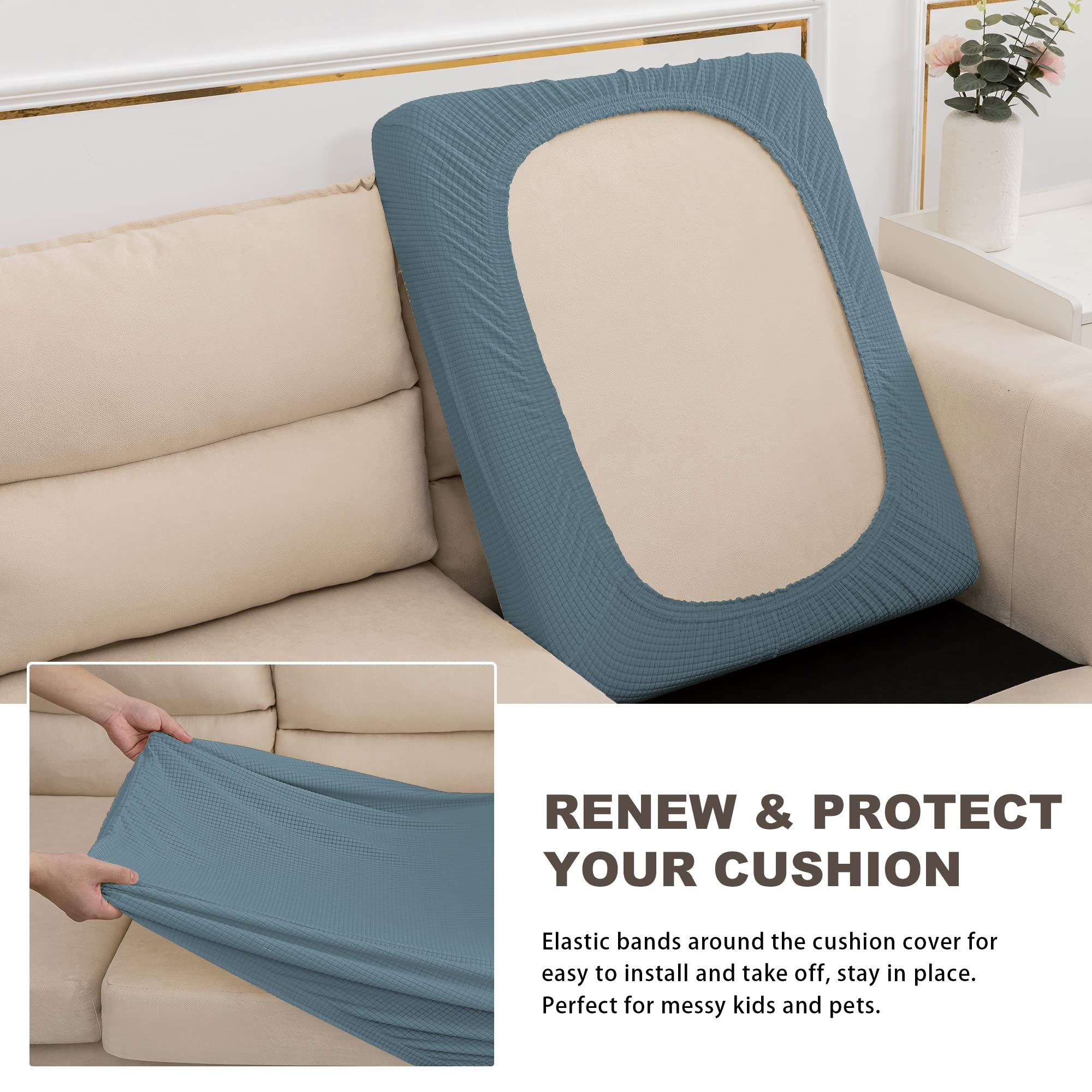Nc Home Water Repellent Sofa Seat Slipcovers Stretch Cushion Covers, Seaters Replacement For Furniture Protector, Soft Flexibili