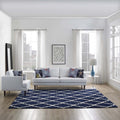 Modway Marja Moroccan Trellis 8X10 Area Rug With Lattice Design In Navy And Ivory