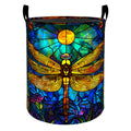 Dragonfly Stained Glass Laundry Foldable Basket Hamper 19.7x15.8