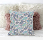 HomeRoots Cream Grey 18â€ Gray Green Boho Paisley Zippered Suede Throw Pillow