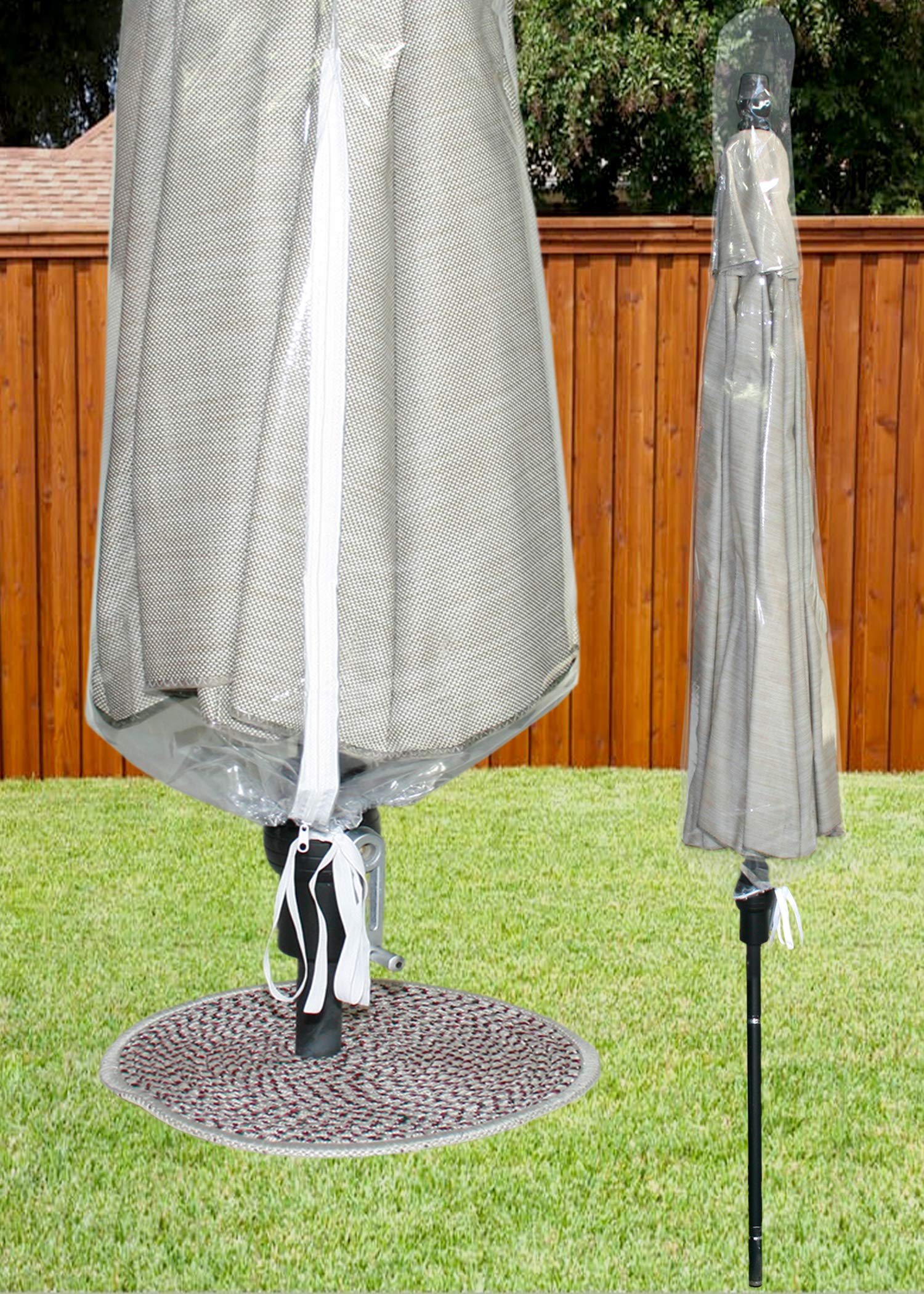 Laminet Crystal Clear Heavy-Duty Waterproof Plastic Outdoor Furniture Cover - Umbrella Cover - 3 Season Protection - Keep Rain,