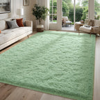 Falark Super Soft Area Rugs For Bedroom Living Room, 4X6 Ft Green Fluffy Rug Carpets For Girls Kids Room, Shaggy Fuzzy Indoor Mo