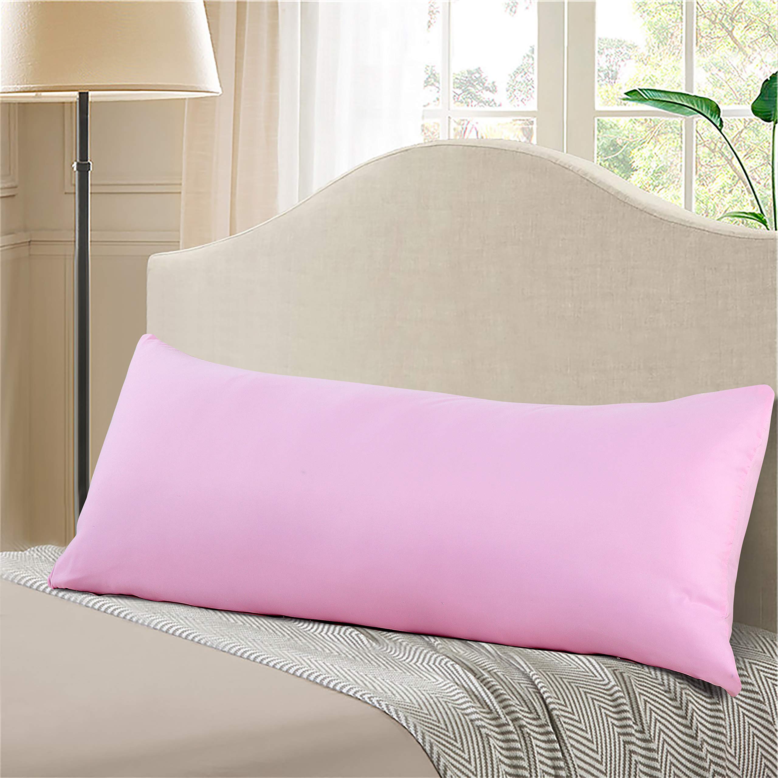 Evolive Ultra Soft Microfiber Body Pillow Cover/Pillowcases 21x54 with Hidden Zipper Closure (21x54 Body Pillow Cover, Pink)