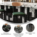 Flash Furniture Wright Commercial Barstool - Natural Birch Finish Wood Boomerang Back - Green Vinyl Seat - 500 LB. Capacity Black Steel Frame - Integrated Footrest