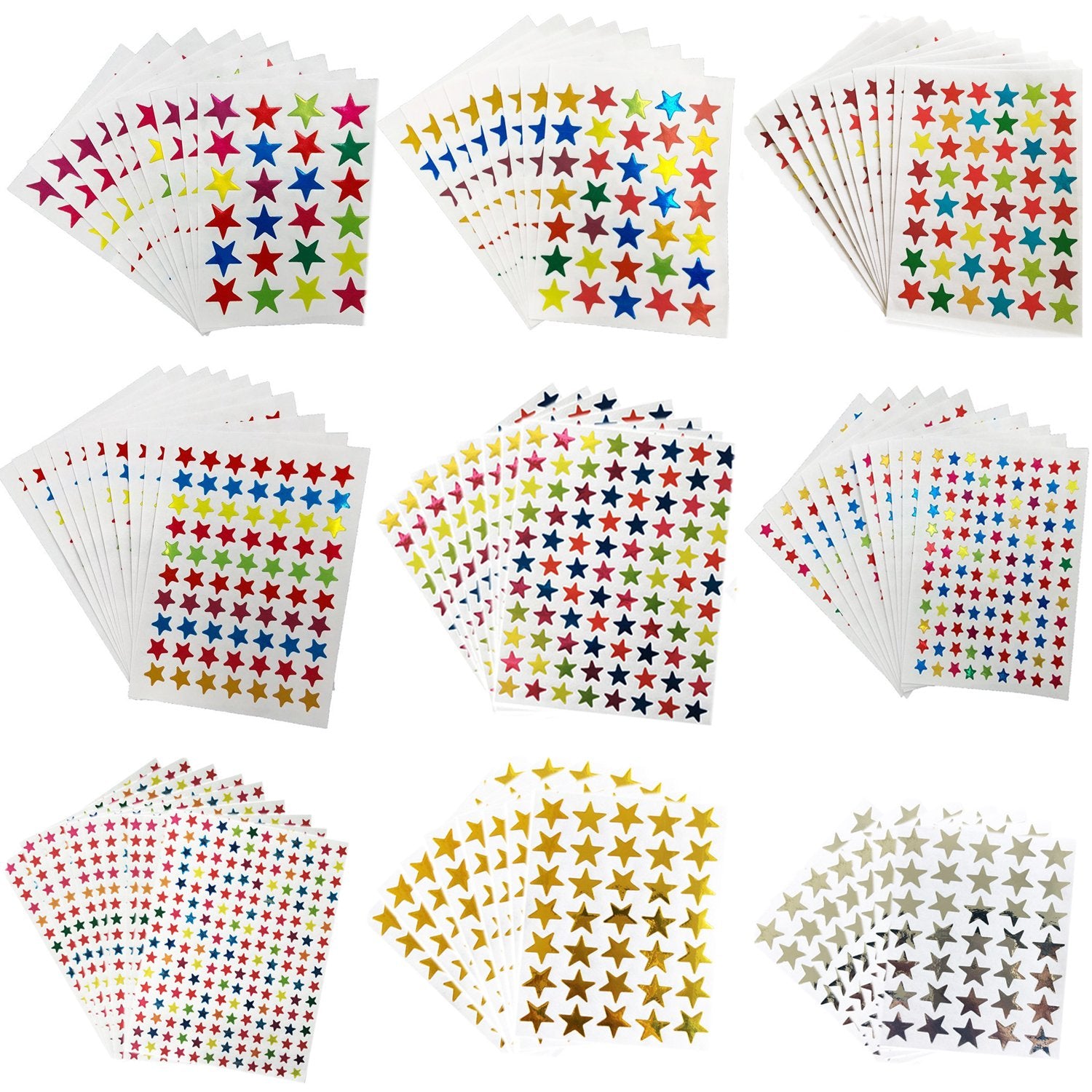 Kenkio 8270 Count Colorful Star Stickers Self-Adhesive Stickers Stars Labels