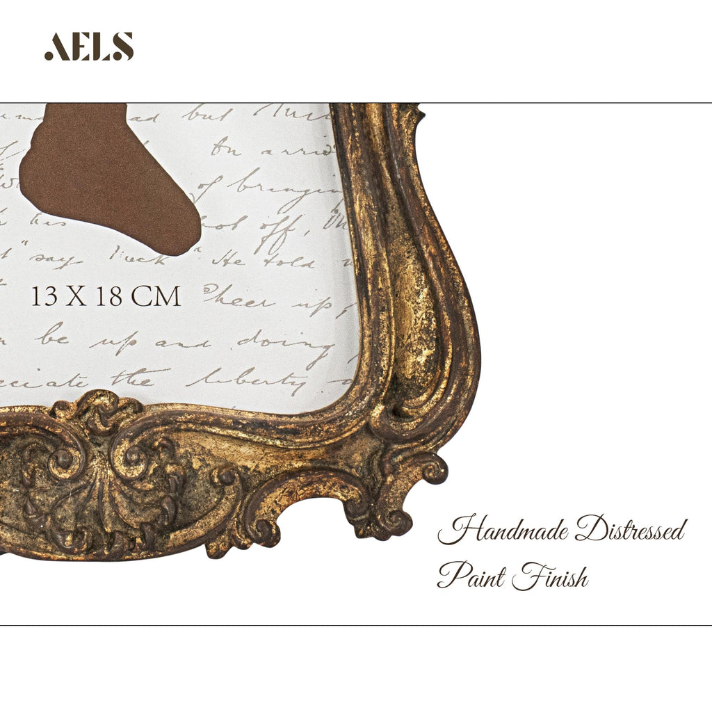 Aels 5X7 Inch Vintage Picture Frame, Distressed Elegant Antique Photo Frames With Glass Front, Photo Display, Tabletop Wall Hang