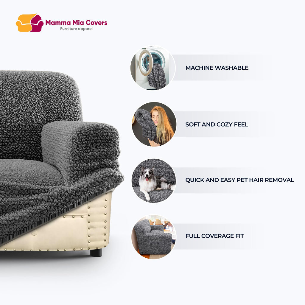 Paulato By Ga.I.Co. Chair Cover - Armchair Cover - Armchair Slipcover - Soft Fabric Slipcover - 1-Piece Form Fit Stretch Stylish