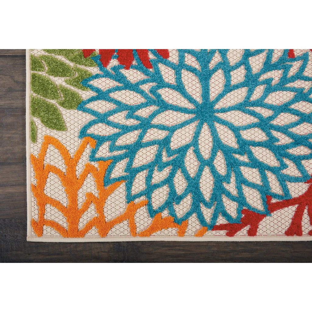 Nourison Aloha Indoor/Outdoor Green 2'3' X 12' Area-Rug, Tropical, Botanical, Easy-Cleaning, Non Shedding, Bed Room, Living Room, Dining Room, Deck, Backyard, Patio (2X12)
