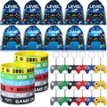 Nosiny 72PCS Video Game Party Favors Birthday Include 24 Video Game Goodie Drawstring Bags 24 Silicone Bracelet 24 Controller Ke