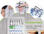 MISSLO Over The Door Shoe Organizer - 35 Clear Pockets, Sturdy Oxford Fabric, White Hanging Shoe Rack for Closet Storage