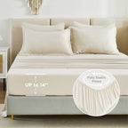 Litanika Twin/Twin Xl Size Comforter Sets Beige - 5 Pieces Bed In A Bag Twin/Twin Xl Beddding Comforter Sets, Solid Lightweight