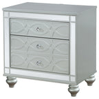 Coaster Home Furnishings Gunnison Modern Classic Wood 2-Drawer Bedroom Nightstand Bedside Table Organizer Unit with USB Charging Outlet Silver Metallic 223212