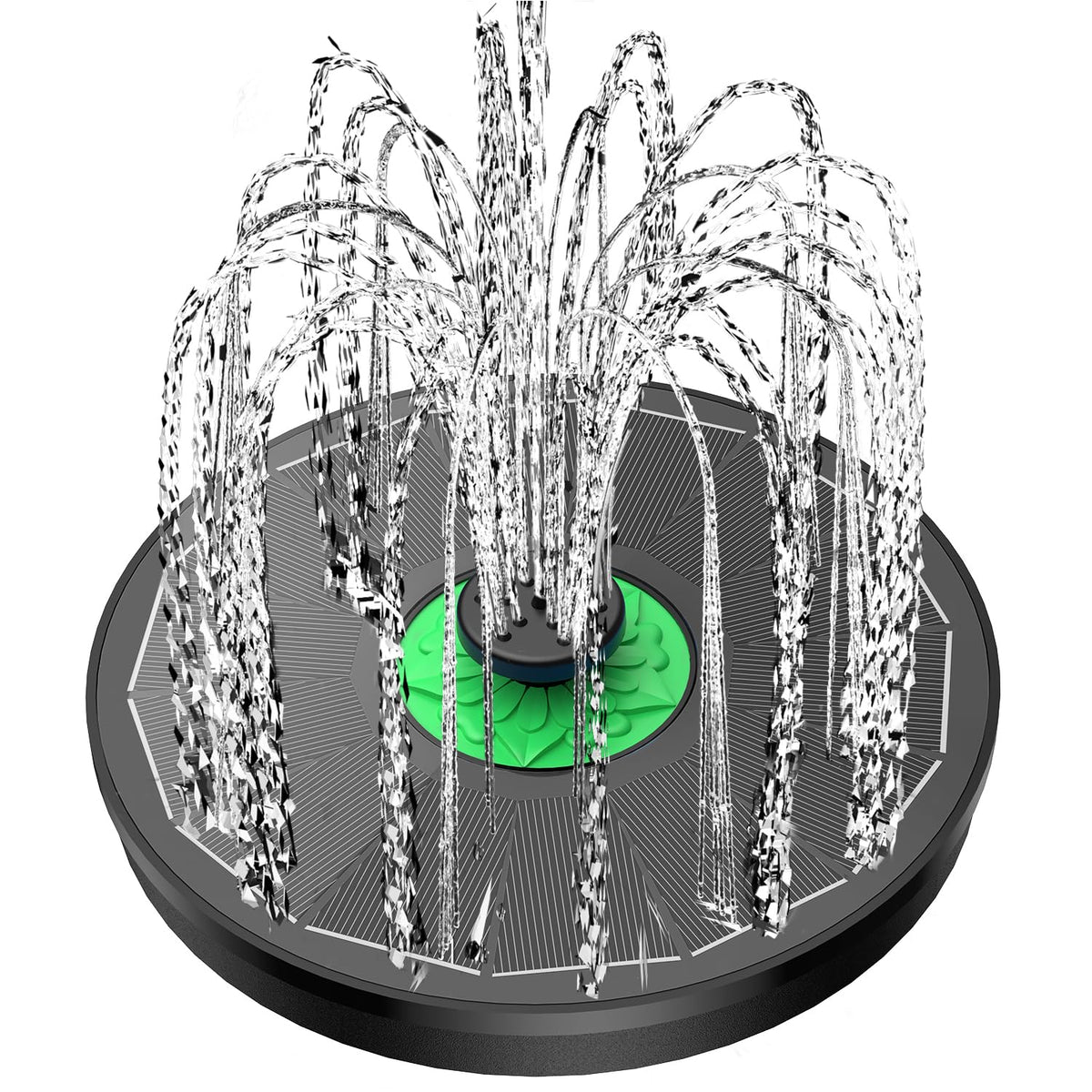 Yzert Solar Fountain Full Glass Black Panel No Battery, 3.5W Bird Bath Fountains Solar Power With 4 Fixed Rods & 8 Nozzles, 2023