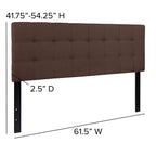 Flash Furniture Bedford Tufted Upholstered Queen Size Headboard In Dark Brown Fabric