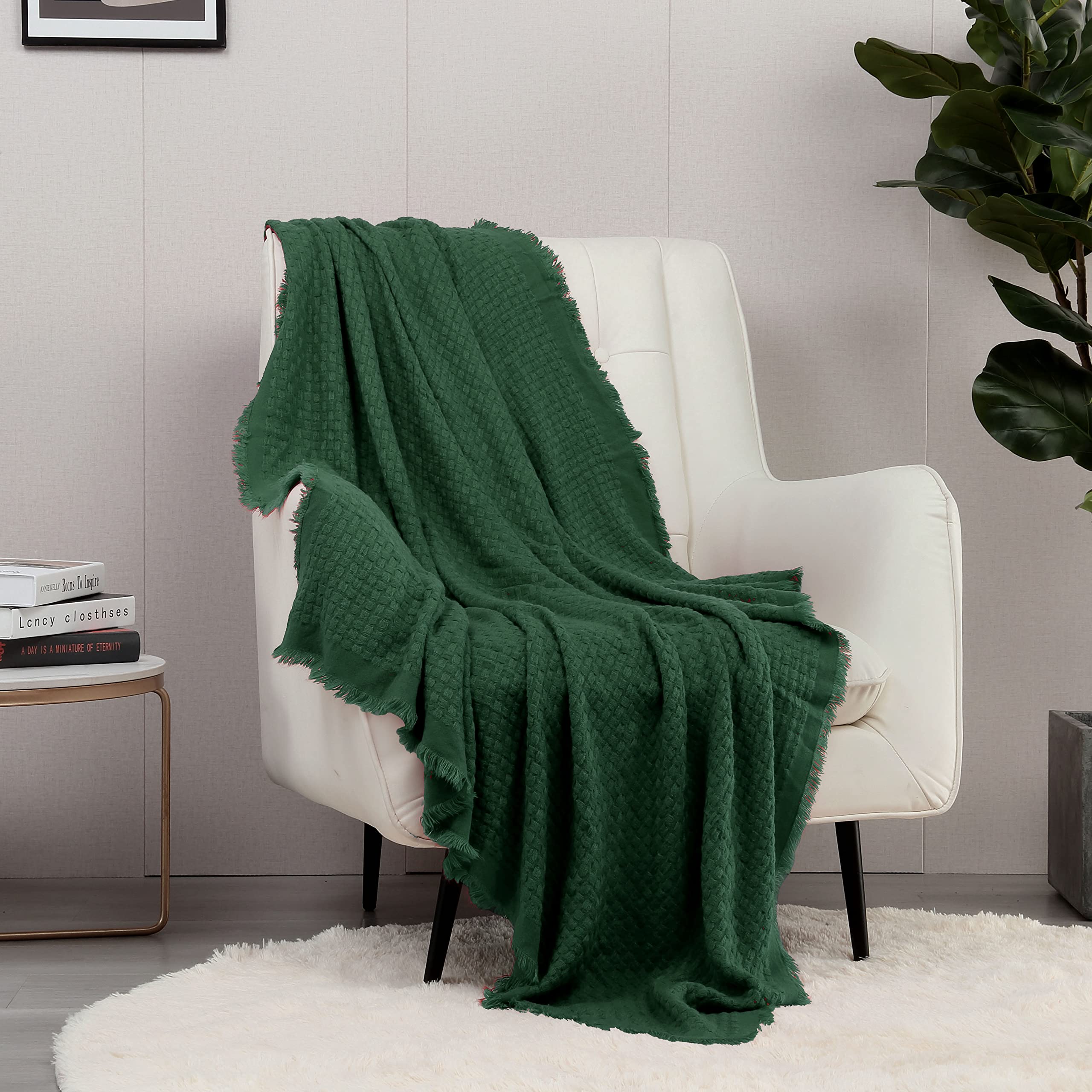 Crevent Farmhouse Boho Knitted Throw Blanket For Couch Sofa Chair Bed Home Decoration, Soft Warm Cozy Light Weight For Spring Su