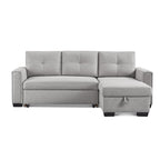 American Furniture Classics Light Grey Tufted Sectional Chaise Sofa Sleeper with Storage, 92" x 59" x 36"