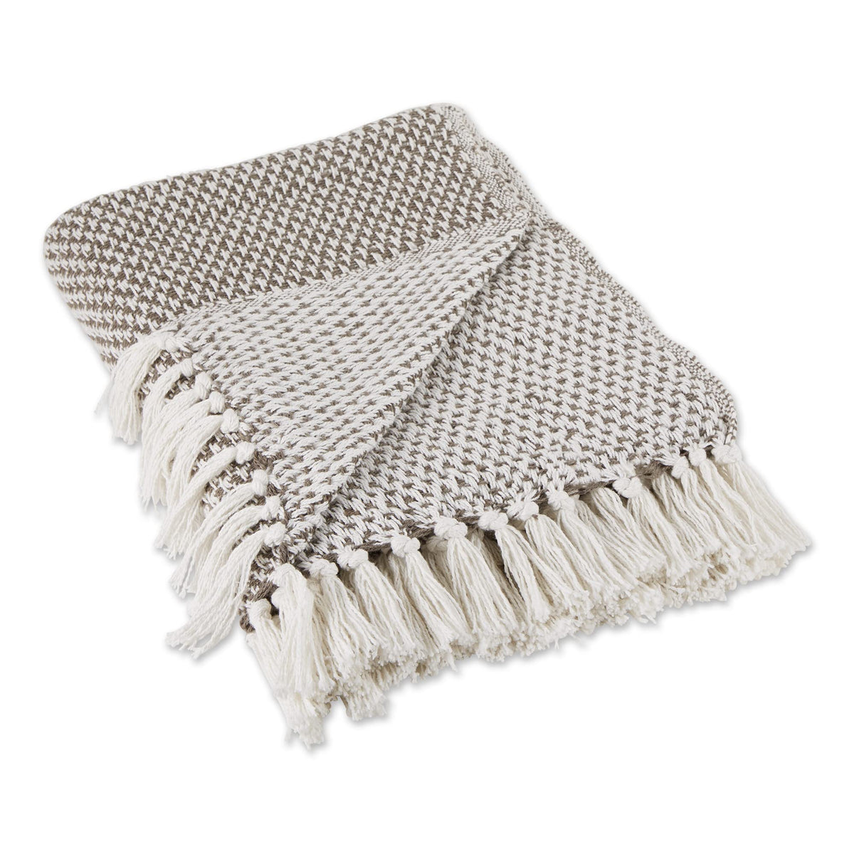 Dii Woven Throw Collection 100% Cotton, Basketweave, 50X60, Brown