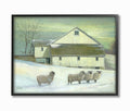 The Stupell Home Decor Sheep in Front of The Farmhouse Green Toned Painting Framed Giclee Texturized Art, Multi-Color