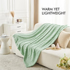 Lifein Green Throw Blanket For Couch - Soft Boho Bed Throw Blanket, Fleece Cozy Blanket, Cute Fluffy Lightweight Blankets&Throws
