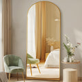 DUMOS Arched Full Length Mirror with Stand Floor Free Standing Aluminum Frame for Bedroom Body Hanging Leaning Modern Simple Hom