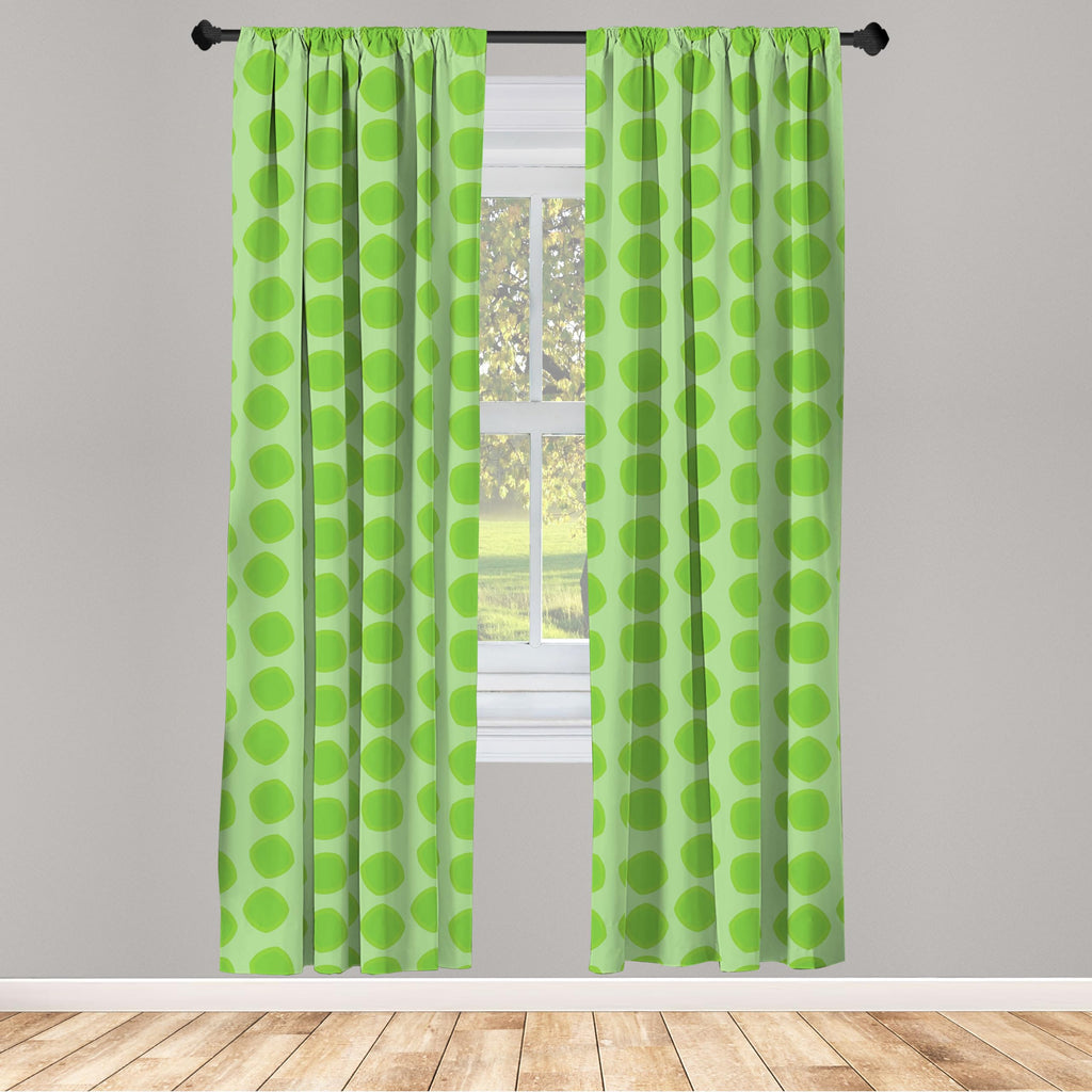 Ambesonne Lime Green Window Curtains, Simplistic Formless Geometric Shapes In Different Shades Theme, Lightweight Decor 2-Panel