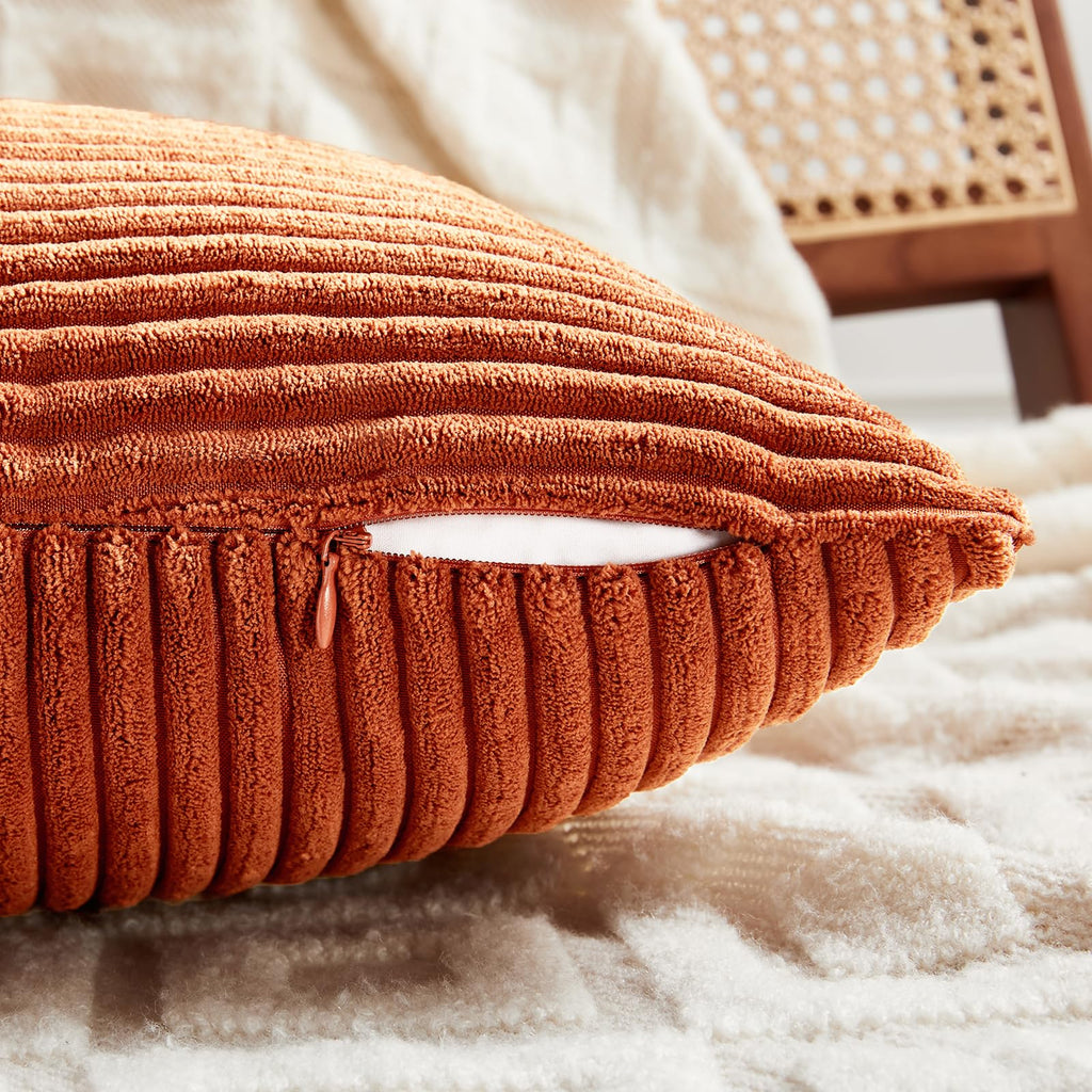 Fancy Homi Burnt Orange Lumbar Decorative Throw Pillow Covers 12X20 Inch For Living Room Couch Bed, Boho Farmhouse Fall Home Dec