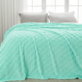 Newcosplay Super Soft Queen Blanket Aqua Premium Silky Flannel Fleece 3D Checkered Lightweight Bed Blanket All Season Use (Aqua