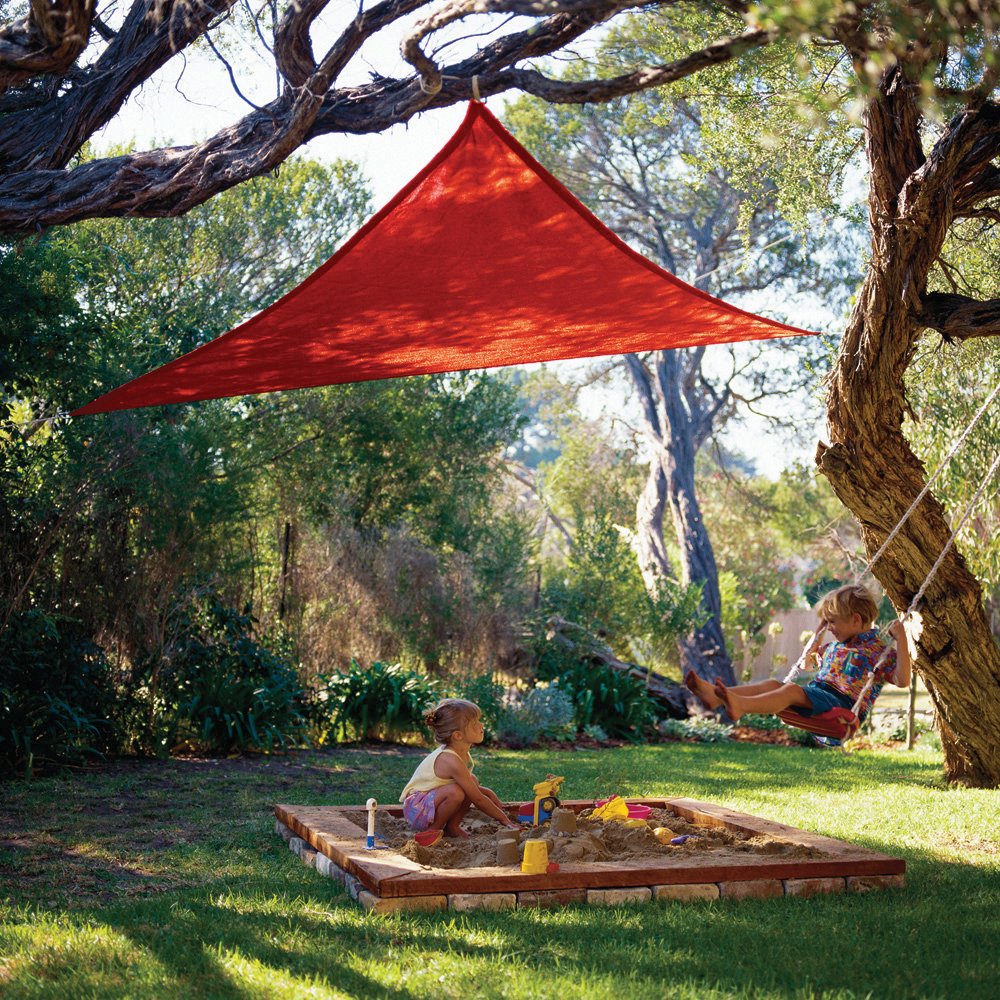 Coolaroo 9'10' Triangle Outdoor Portable Sun Shade Sail 90% Uv Block Protection For Parties, Playtime, Picnics And Backyard, Re