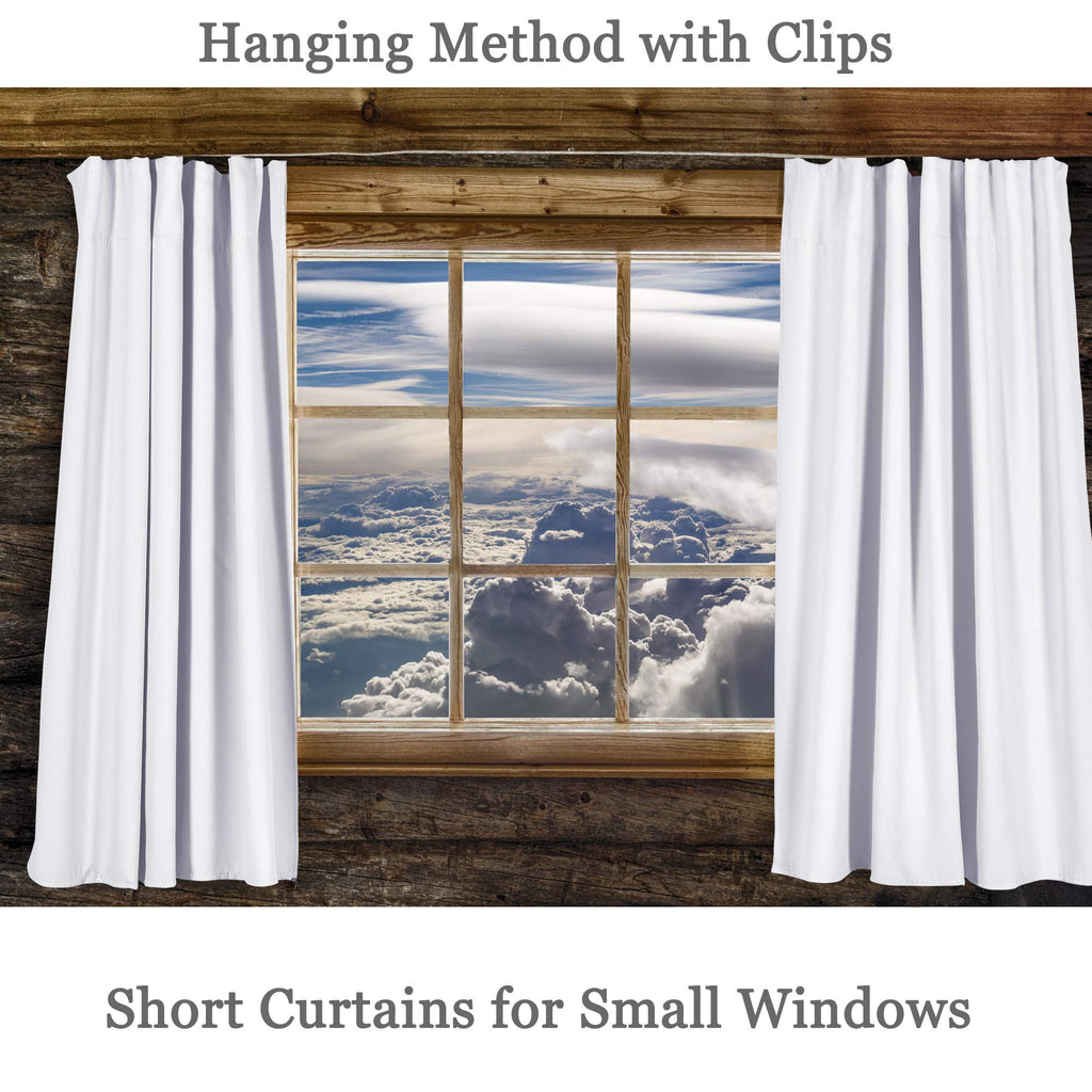Donren Pure White (Only Block 50% Lights) Small Window Curtain Panels Room Darkening Curtain Tiers For Nursery With Rod Pocket (52 X 30 Inch,1 Pair)