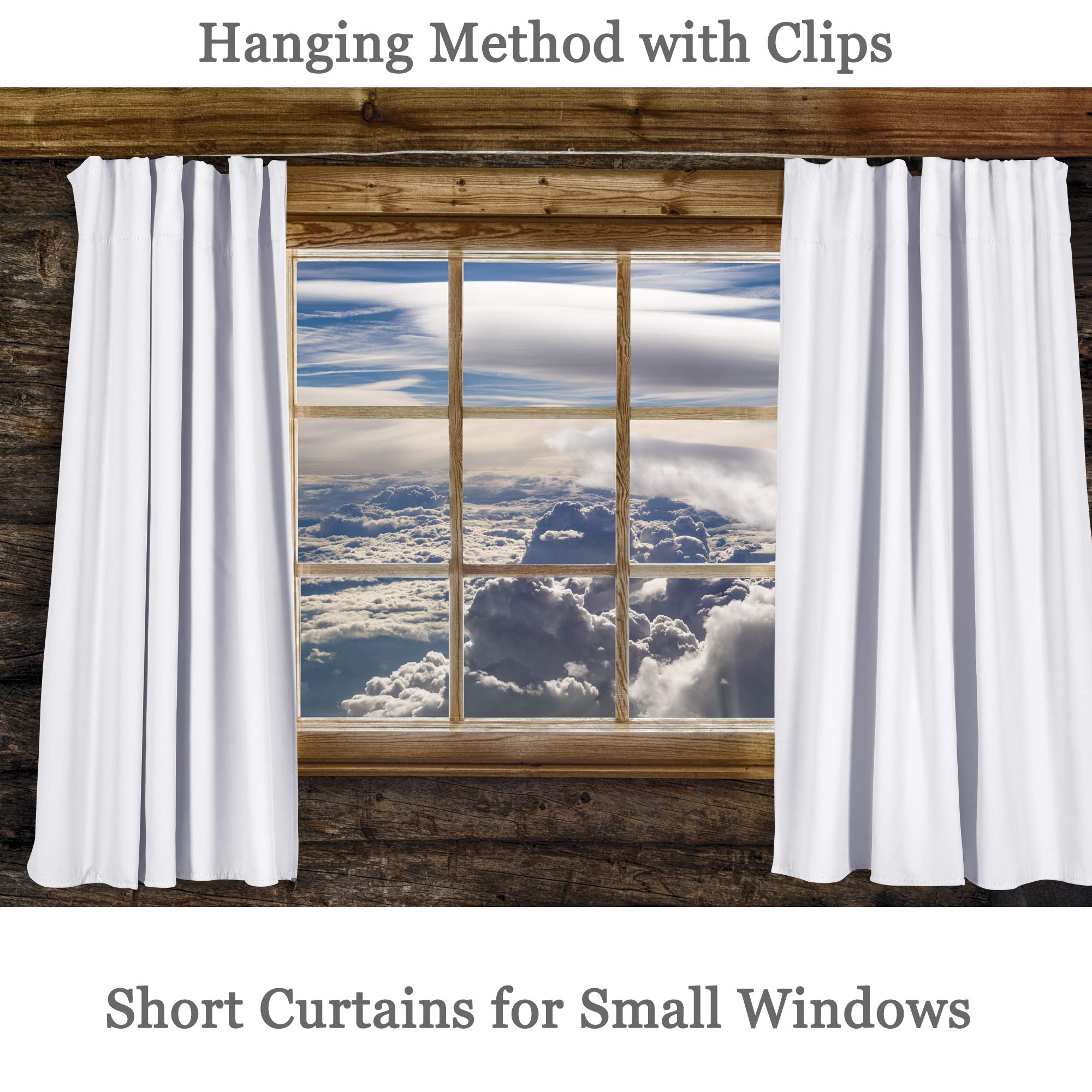 Donren Pure White (Only Block 50% Lights) Small Window Curtain Panels Room Darkening Curtain Tiers For Nursery With Rod Pocket (52 X 36 Inch,1 Pair)