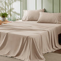 Bedsure Full Size Sheet Sets - Soft Sheets For Full Size Bed, 4 Pieces Hotel Luxury Light Khaki Sheets Full, Easy Care Polyester