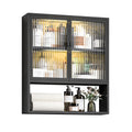 ZONLESON Bathroom Wall Cabinet,Metal Medicine Cabinet with Glass Doors,Wall Mounted Cabinet Over The Toilet,Black Small Cupboard
