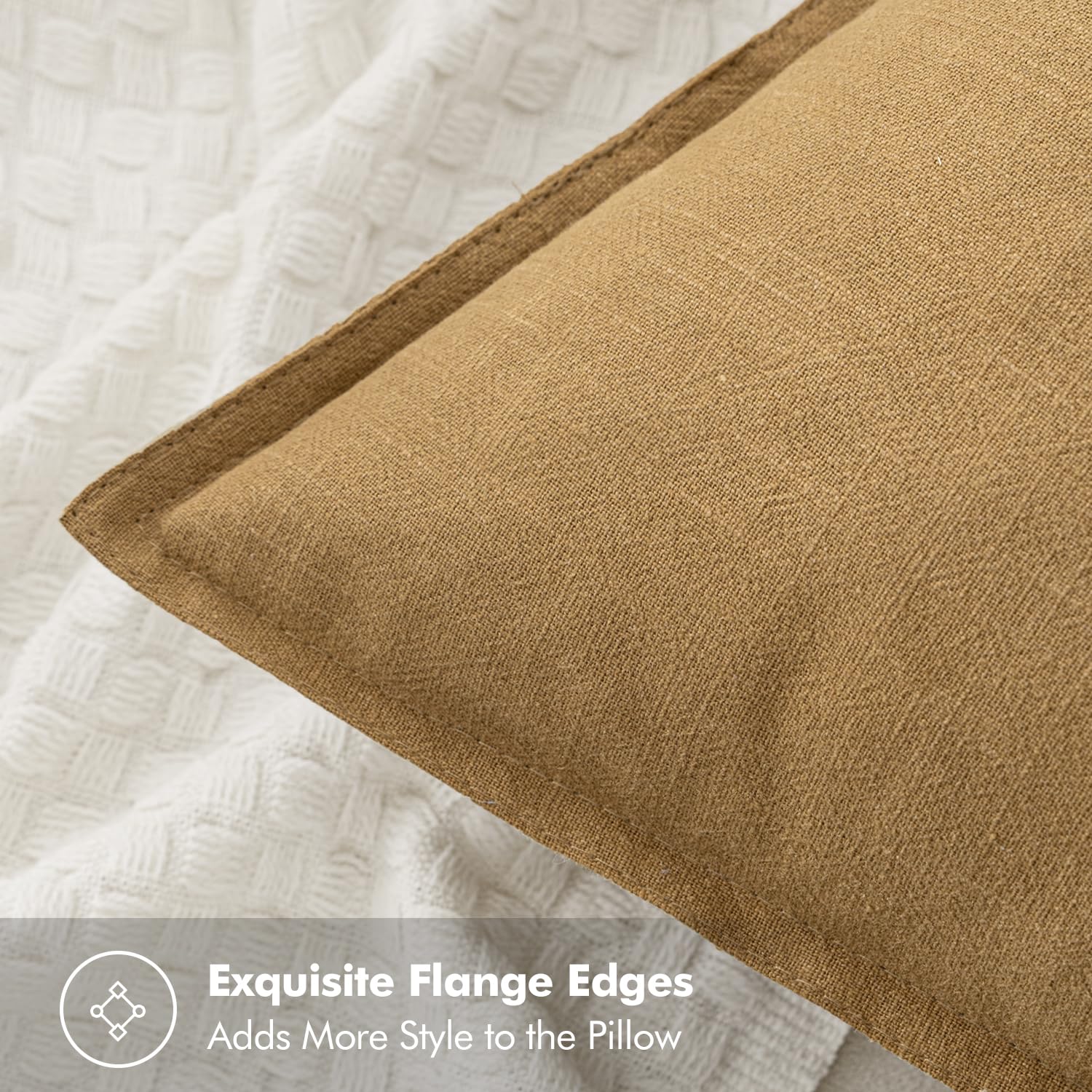 Miulee Linen Pillow Covers 24X24 Inch Mustard Yellow ?Decorative Boho Farmhouse? ?Neutral Throw Pillows Pack Of 2 Soft Accent Couch Pillowcases Spring Modern Home Decor For Sofa Cushion Livingroom Bed