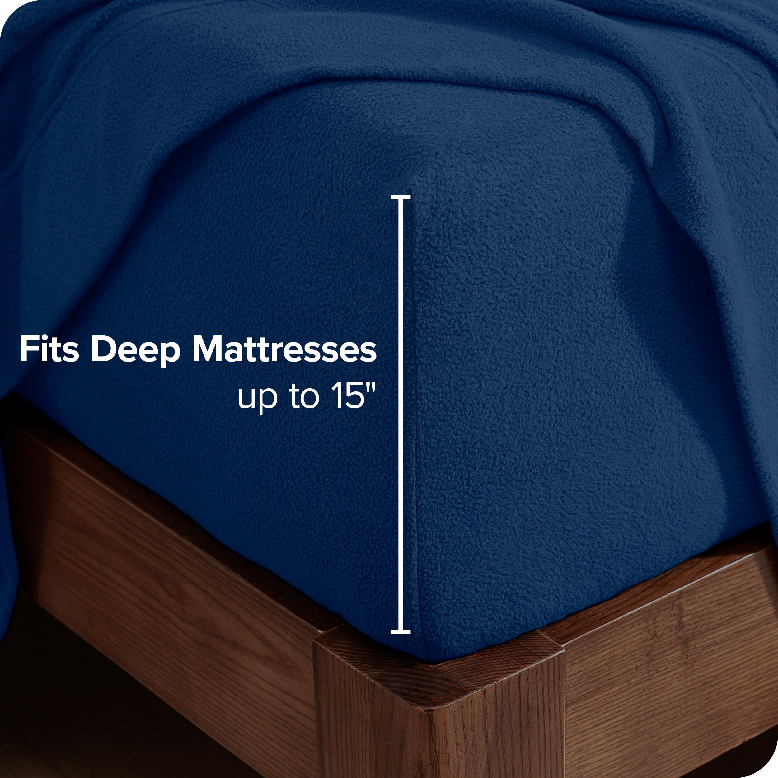 Bare Home Super Soft Fleece Fitted Sheet - Full Size - Extra Plush Polar Fleece - Deep Pocket - All Season Cozy Warmth (Full, Da