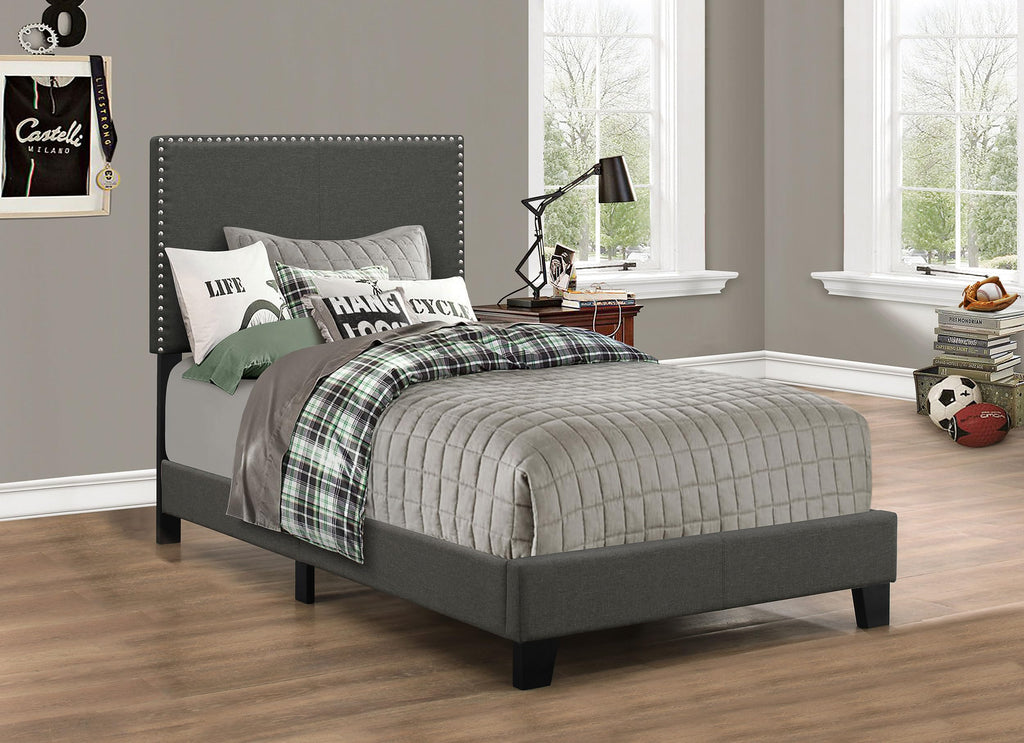 Coaster Home Furnishings Boyd Transitional Fabric Upholstered Twin Size Panel Bed Frame 50-inch Headboard Charcoal 350061T