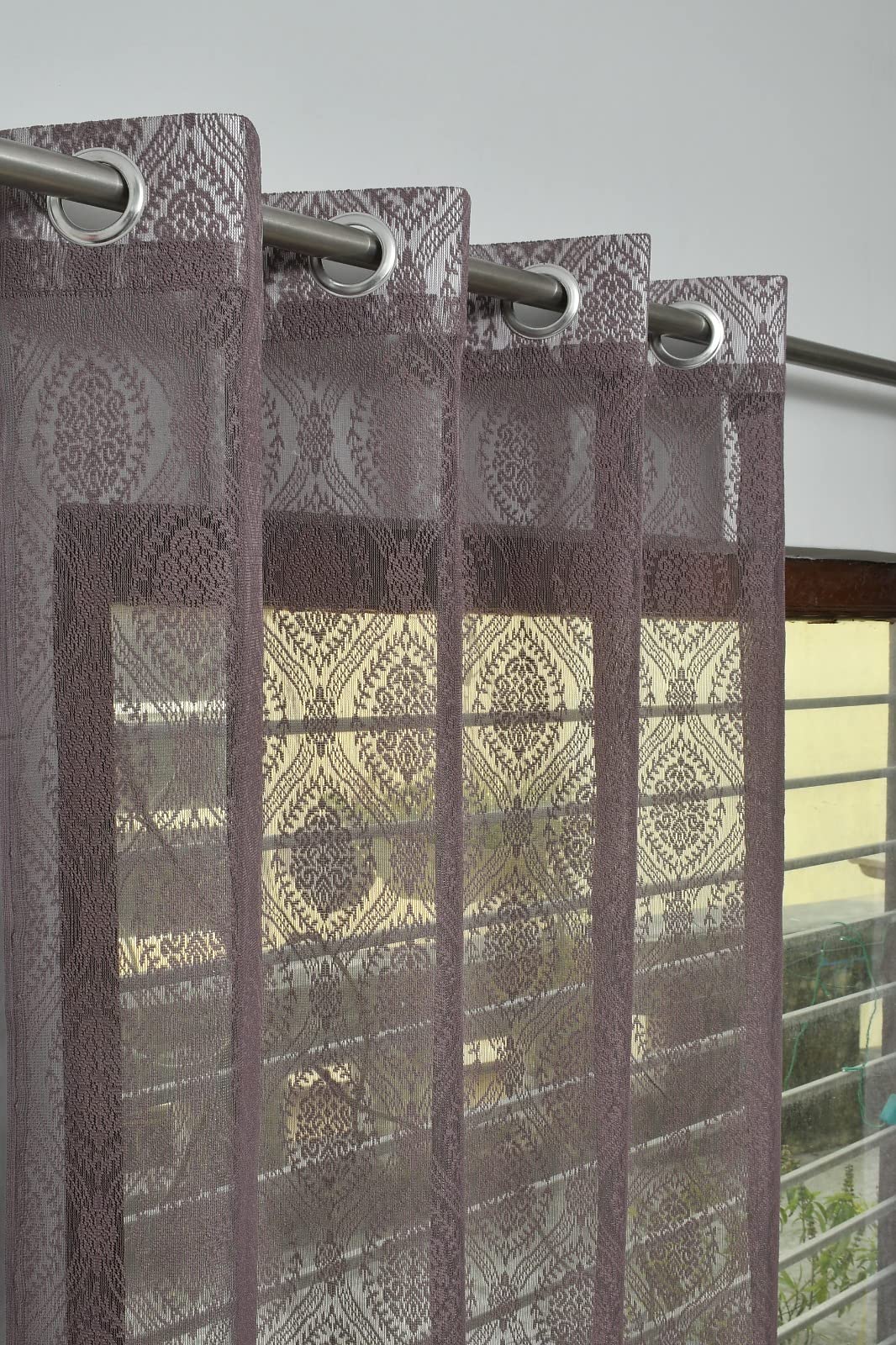 Rensum 7Ft Door Curtains for Living Room | Long Lasting Eyelet Polyester Set of 2 Grommet Curtains for Bedroom | Home Washable D
