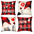 D-Fantix Set Of 4 Christmas Gnome Pillow Covers - Scandinavian Yule Santa Linen Cushions