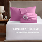 Nestl Full Xl Size Sheet Sets - 4 Piece Full Xl Size Sheets, Deep Pocket, Hotel Luxury, Extra Soft, Breathable And Cooling, Light Pink Bed Sheets For Full Xl Size Mattress