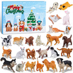 Animals Advent Calendar 2023, Mini Dog Cat Figurines Christmas Countdown Calendar for Kids with 24pcs Realistic Miniature Animal