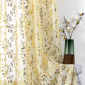 Sutuo Home Beige Sheer Curtains 72 Inch Length 2 Panels Set, Gold Foil Print Metallic Bronzing Leaves, Privacy Voile Window Trea
